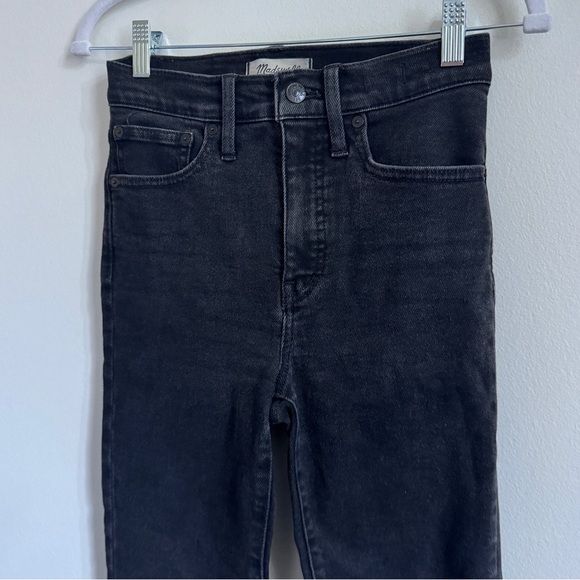 Madewell Cali Demi-Boot Jeans Size 24 Black Cropped Raw Hem High Waisted - Picture 5 of 10